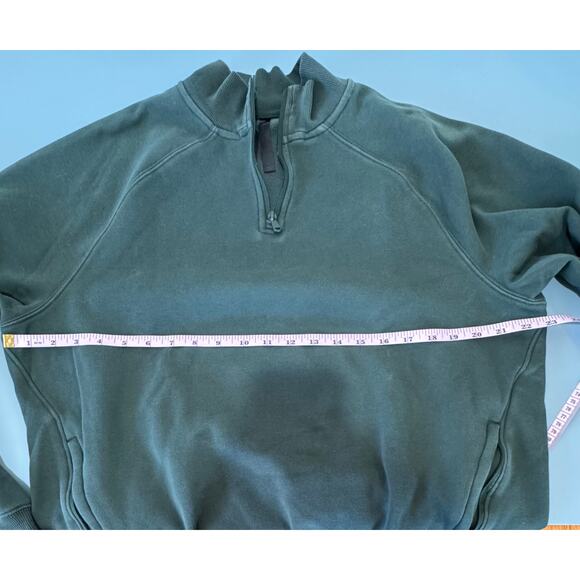 Fabletics green quarter zip sweatshirt size M pocket - Picture 4 of 5